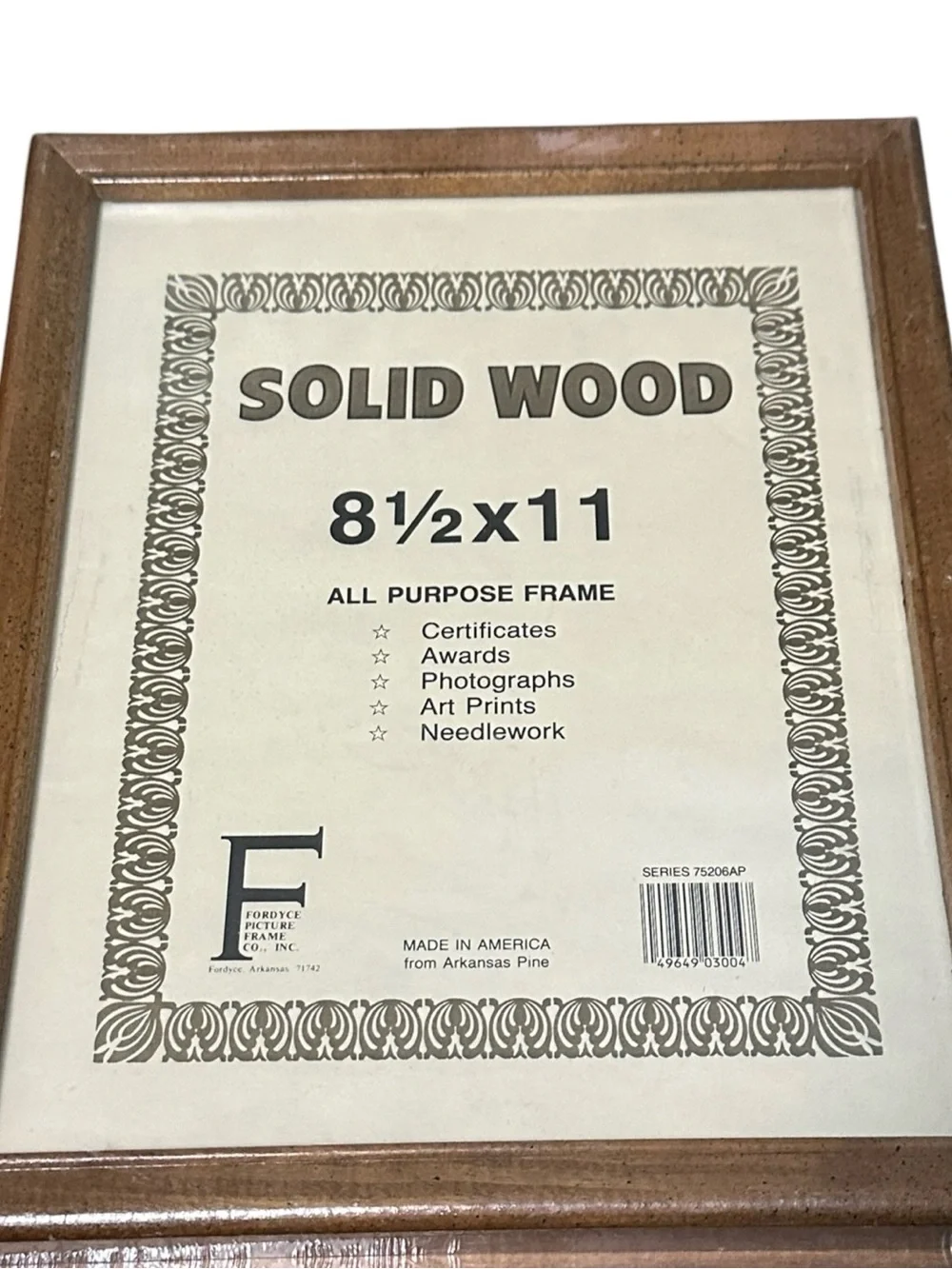 Vtg 8 1/2 x 11 Solid Wood Picture Frame Brown Black Speckled Rectangular NEW